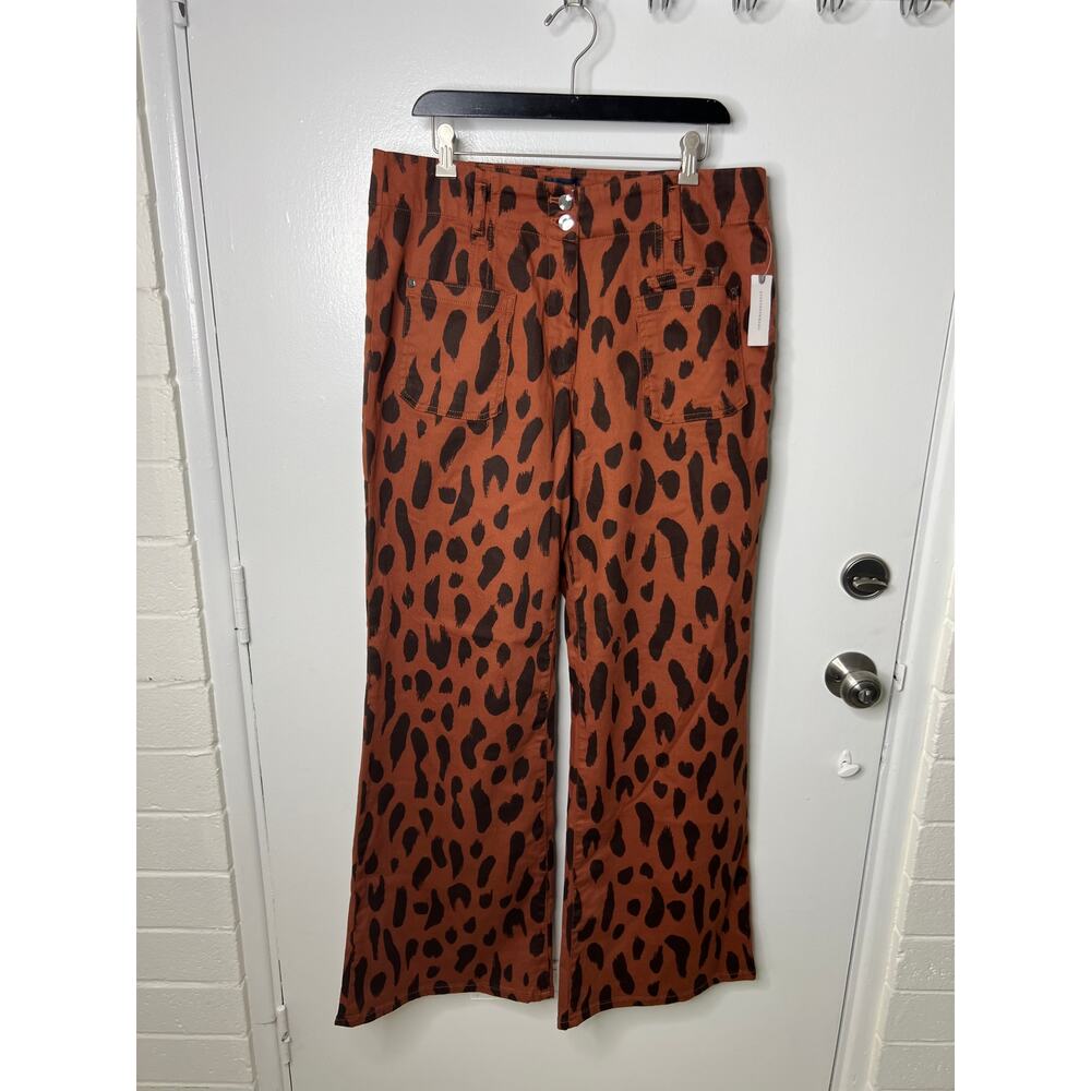 Anthropologie Maeve The Junie High-Rise Wide-Leg Flare Jeans Brown NEW ~ Size 33 - Picture 3 of 10